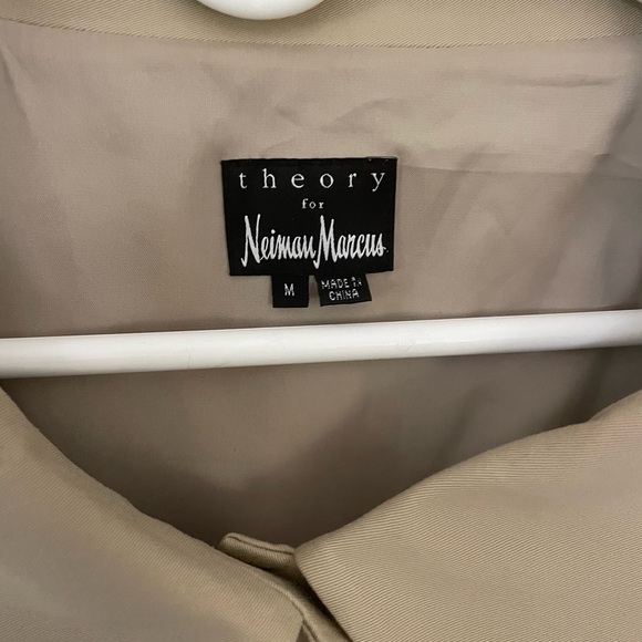 Theory Cropped Peter Pan Collar Button Down Jacket Blazer Beige Size Medium - Picture 5 of 6